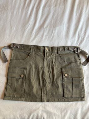 No Vacancy Cargo Mini Skirt Olive Green Punk Utility Grunge